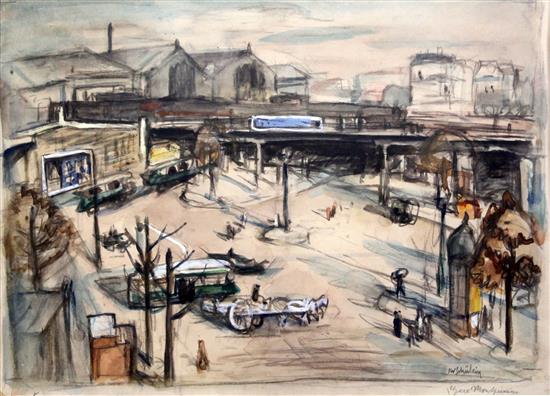 Julius Wolfgang Schülein (1881-1970) Gare Mont Parnasse 14 x 20in.